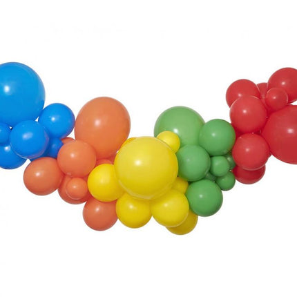 Balionų girlianda dekoracijai „Rainbow“, 200×70 cm (65 balionai + juosta)