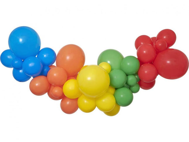 Balionų girlianda dekoracijai „Rainbow“, 200×70 cm (65 balionai + juosta)