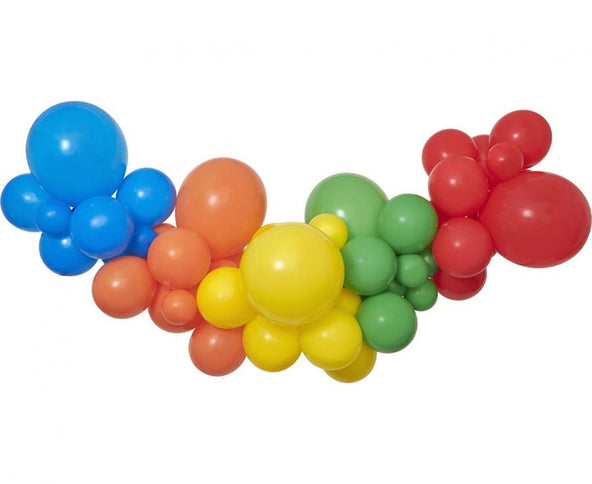 Balionų girlianda dekoracijai „Rainbow“, 200×70 cm (65 balionai + juosta)