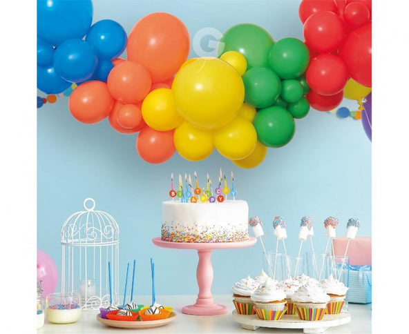 Balionų girlianda dekoracijai „Rainbow“, 200×70 cm (65 balionai + juosta)