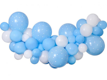 Balionų girlianda dekoracijai „Baby Blue“, 200×70 cm (65 balionai + juosta)