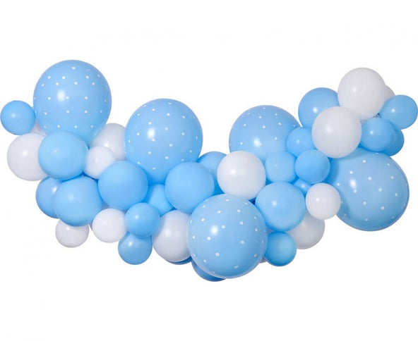 Balionų girlianda dekoracijai „Baby Blue“, 200×70 cm (65 balionai + juosta)