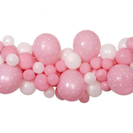Balionų girlianda dekoracijai „Baby Pink“, 200×70 cm (65 balionai + juosta)