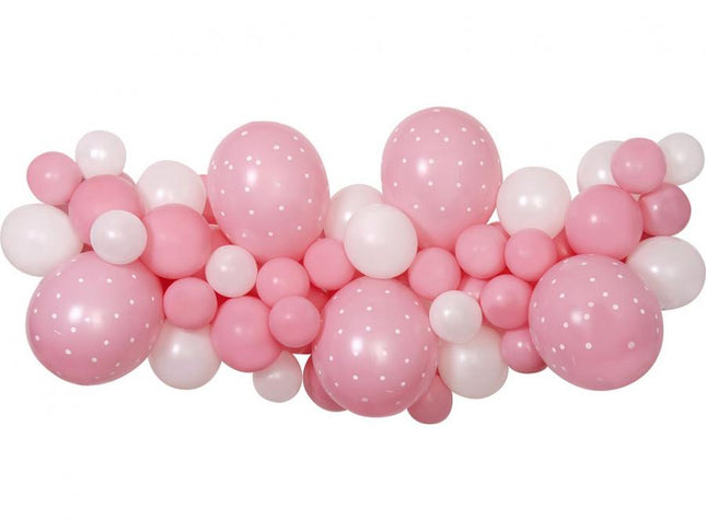 Balionų girlianda dekoracijai „Baby Pink“, 200×70 cm (65 balionai + juosta)