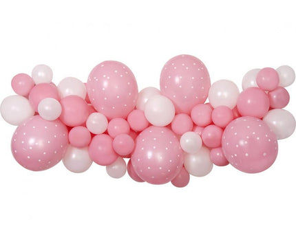Balionų girlianda dekoracijai „Baby Pink“, 200×70 cm (65 balionai + juosta)