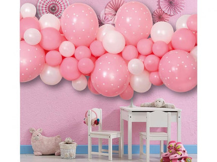 Balionų girlianda dekoracijai „Baby Pink“, 200×70 cm (65 balionai + juosta)