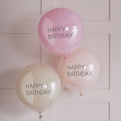 Švęskite savo gimtadienį su mūsų rausvais ir pasteliniais dvisluoksniais balionais „Happy Birthday“. Pakuotėje yra 3x 18 colių (45 cm) balionai. Pakuotė yra perdirbama ir sertifikuota FSC.
