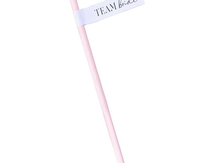 Popieriniai šiaudeliai, rožiniai su "TEAM bride" etikete (16 vnt.)