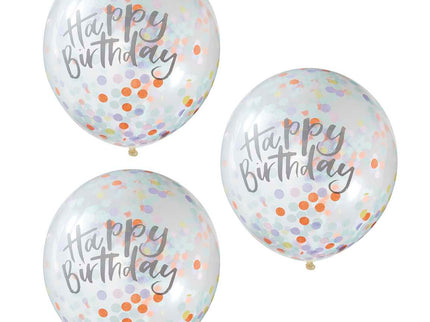 Konfeti balionai - pastelinių spalvų "Happy Birthday"