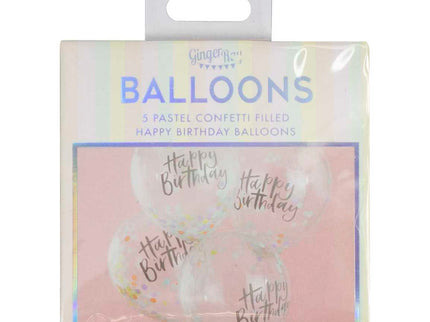 Konfeti balionai - pastelinių spalvų "Happy Birthday"