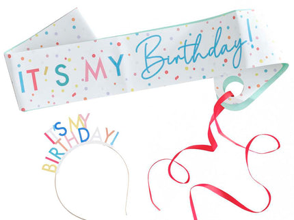 Gimtadienio rinkinys "It's My Birtdhay" su juosta bei lankeliu
