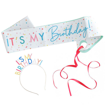 Gimtadienio rinkinys "It's My Birtdhay" su juosta bei lankeliu