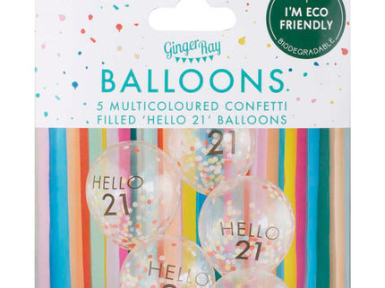Konfeti balionai su užrašu „Hello 21“
