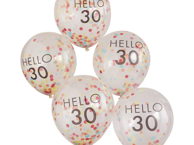 Konfeti balionai su užrašu „Hello 30“