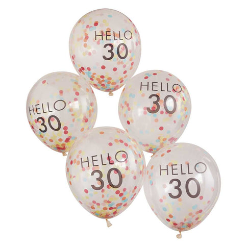 Konfeti balionai su užrašu „Hello 30“
