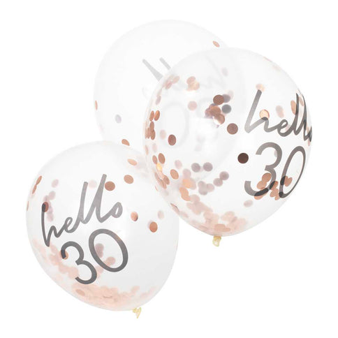 Konfeti balionai su užrašu „Hello 30“
