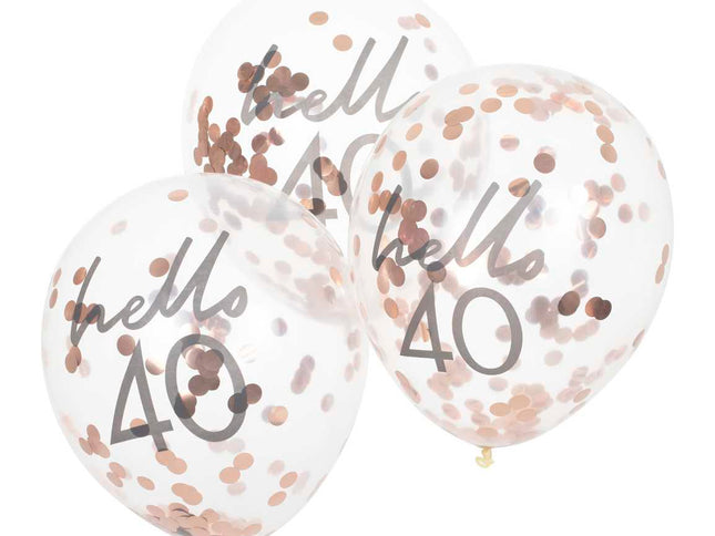 Konfeti balionai su užrašu „Hello 40“
