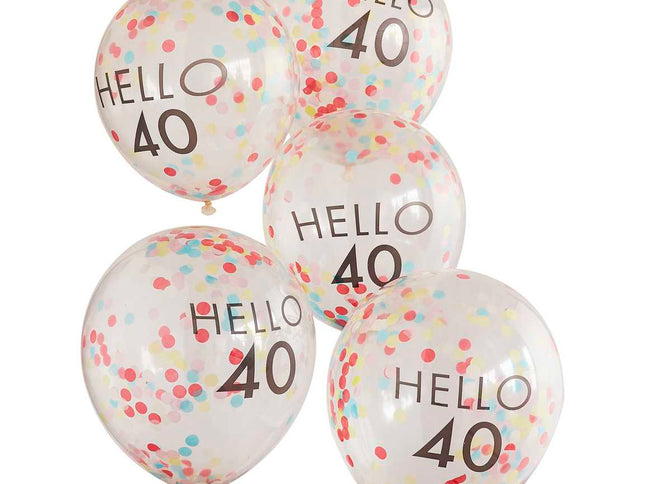 Konfeti balionai su užrašu „Hello 40“