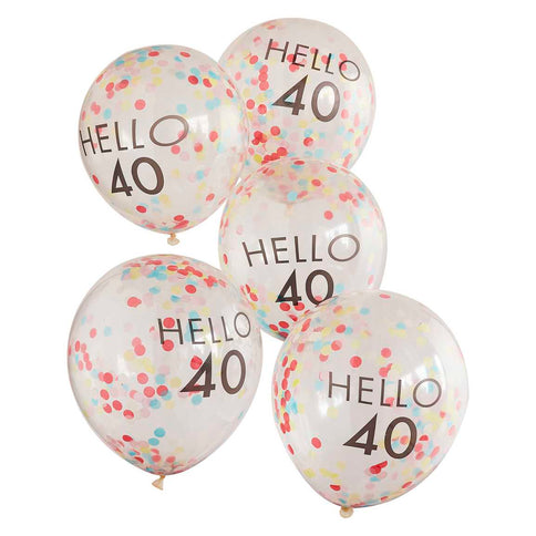 Konfeti balionai su užrašu „Hello 40“