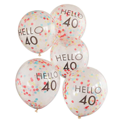 Konfeti balionai su užrašu „Hello 40“