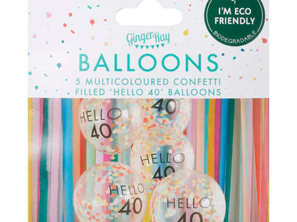 Konfeti balionai su užrašu „Hello 40“