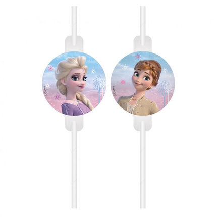 Popieriniai šiaudeliai „Frozen 2“  su Elza ir Ana (4 vnt.)