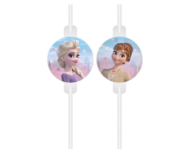 Popieriniai šiaudeliai „Frozen 2“  su Elza ir Ana (4 vnt.)