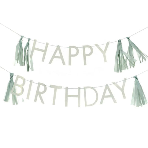 Žalsvos spalvos girlianda "Happy Birthday" su kutukais