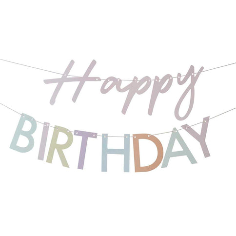 Pastelinės spalvos girlianda "Happy Birthday"