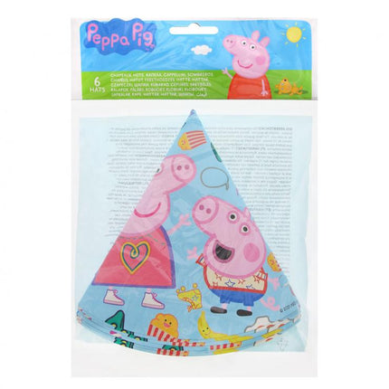 Gimtadienio kepurėlės "Peppa Pig", 6 vnt.