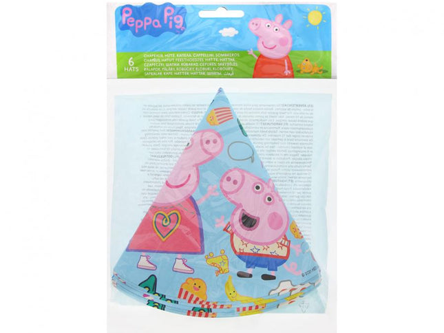 Gimtadienio kepurėlės "Peppa Pig", 6 vnt.