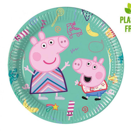 Popierinės lėkštės "Peppa Pig" (plastiko nenaudojančios), 20 cm, 8 vnt.