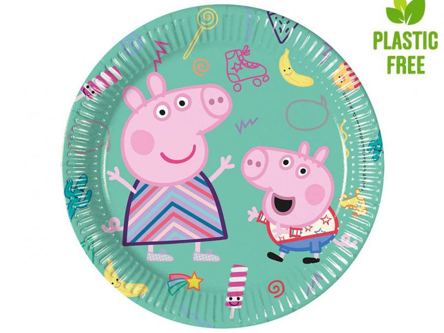 Popierinės lėkštės "Peppa Pig" (plastiko nenaudojančios), 20 cm, 8 vnt.