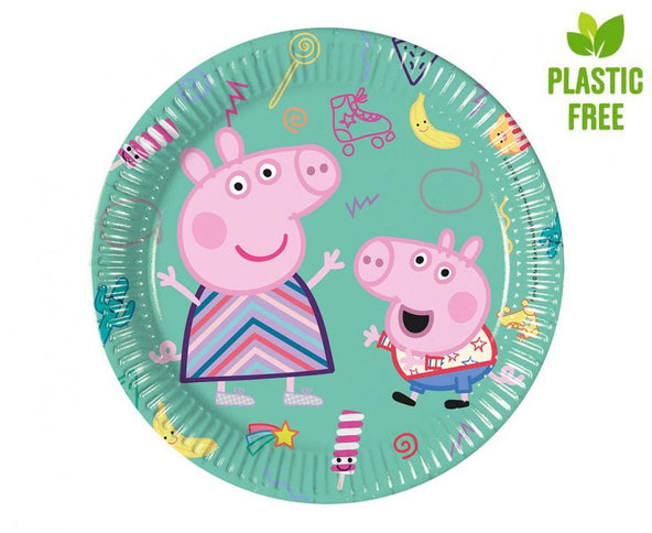 Popierinės lėkštės "Peppa Pig" (plastiko nenaudojančios), 20 cm, 8 vnt.