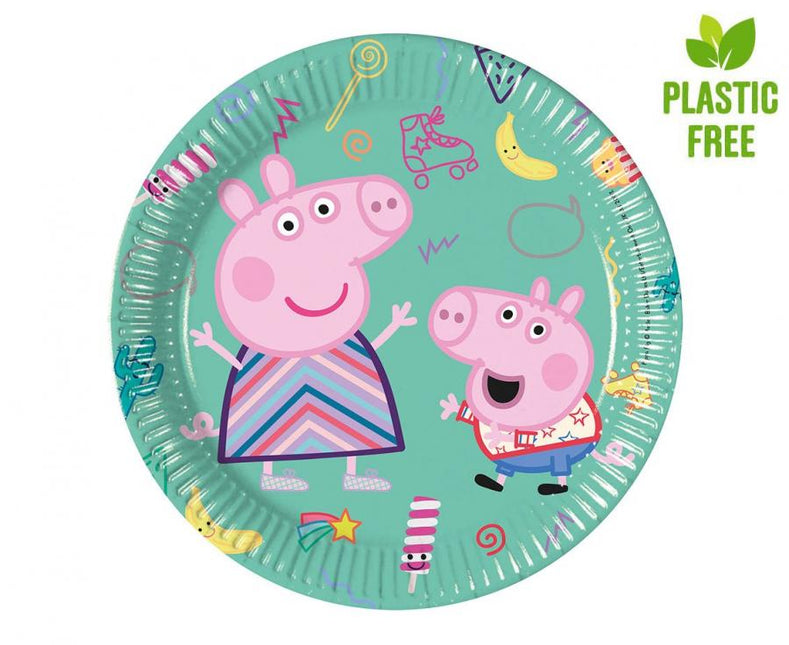 Popierinės lėkštės "Peppa Pig" (plastiko nenaudojančios), 20 cm, 8 vnt.