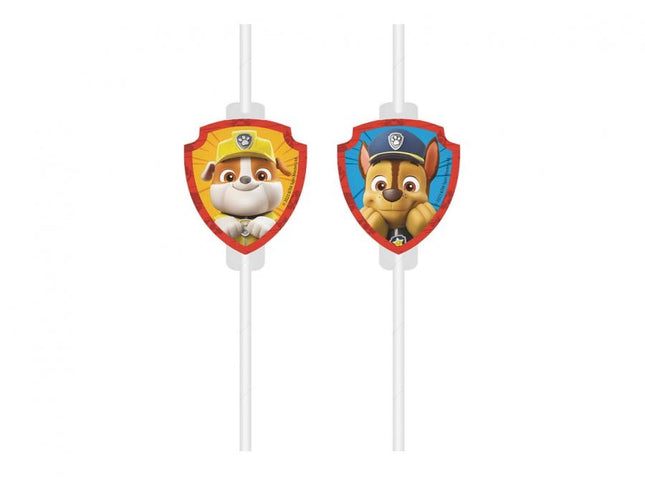 Popieriniai šiaudeliai "Paw Patrol - Rescue Heroes" su dekoru (4 vnt.)