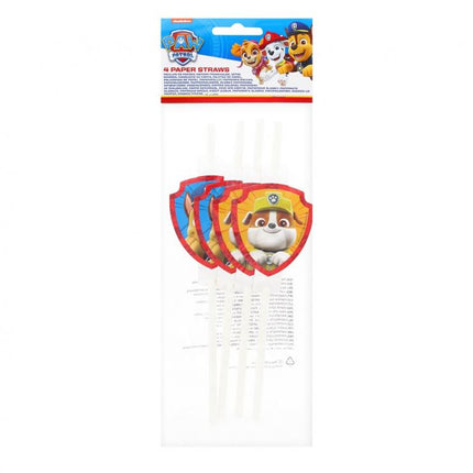 Popieriniai šiaudeliai "Paw Patrol - Rescue Heroes" su dekoru (4 vnt.)