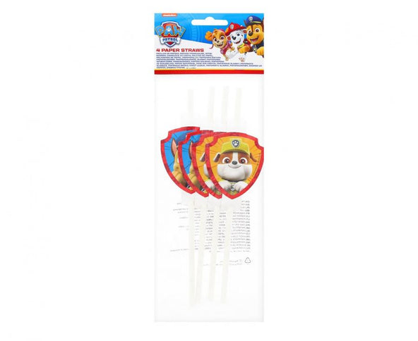 Popieriniai šiaudeliai "Paw Patrol - Rescue Heroes" su dekoru (4 vnt.)