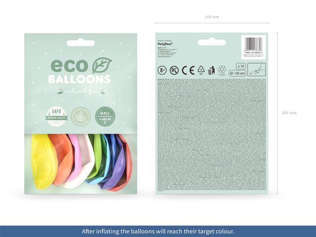 "Eco" balionai 26 cm metalinio atspalvio, miksas (10 vnt.)