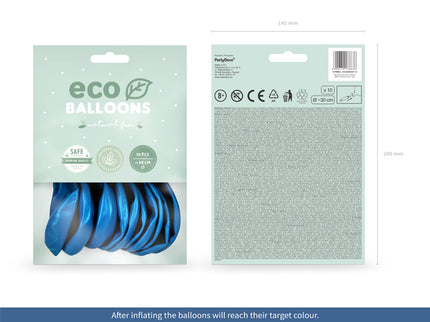 "Eco" balionai 26 cm metalinio atspalvio, mėlyni (10 vnt.)