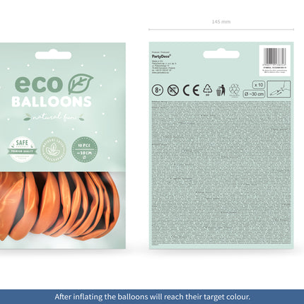 "Eco" balionai 26 cm metalinio atspalvio, oranžiniai (10 vnt.)