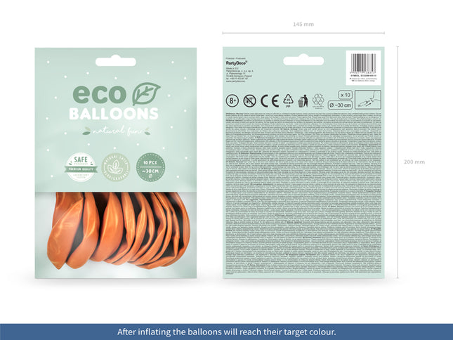 "Eco" balionai 26 cm metalinio atspalvio, oranžiniai (10 vnt.)