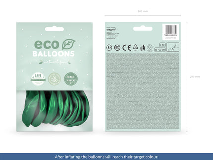 "Eco" balionai 26 cm metalinio atspalvio, žali (10 vnt.)