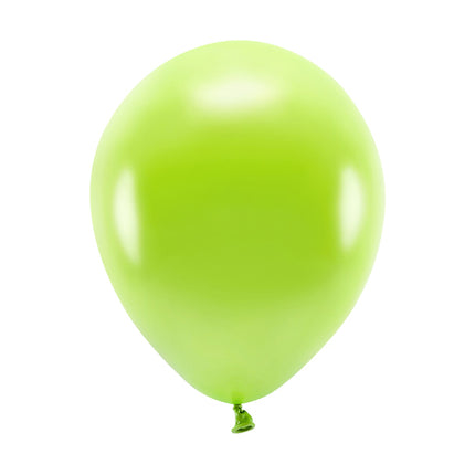 Ekologiški metalizuoti lateksiniai balionai, žalia obuolio spalva. Skersmuo – apie 26 cm. Pakuotėje 10 vnt.