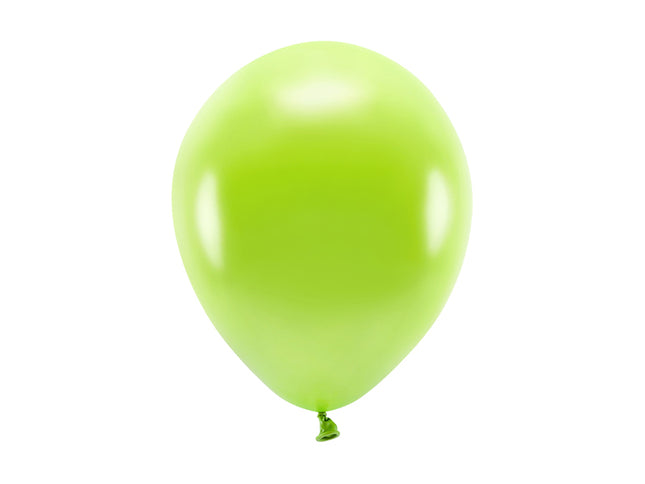 Ekologiški metalizuoti lateksiniai balionai, žalia obuolio spalva. Skersmuo – apie 26 cm. Pakuotėje 10 vnt.
