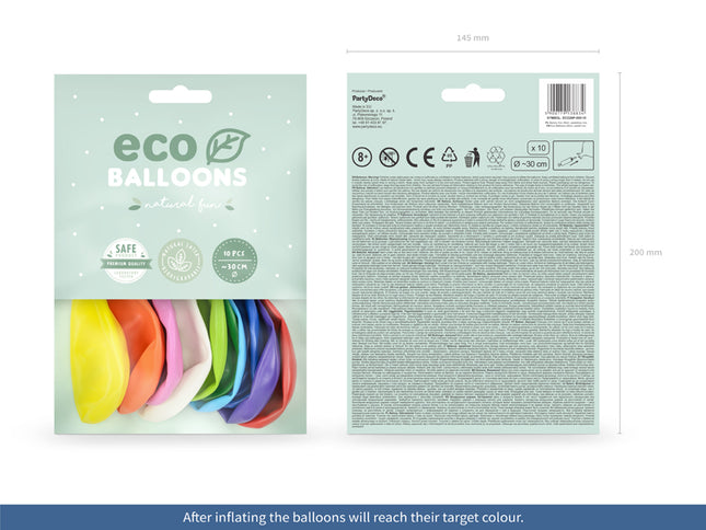 "Eco" balionai 26 cm Pastelinio atspalvio, miksas (10 vnt.)