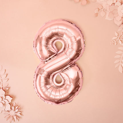 Folinis balionas "8", 35 cm, rožinio aukso spalvos