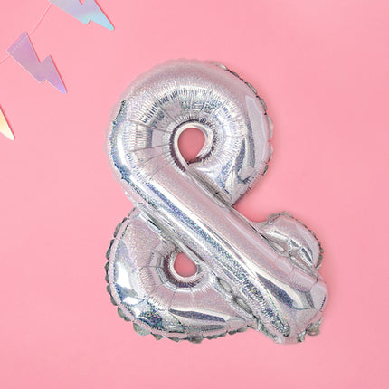 Folinis balionas ženklas "&", 35 cm, holografinės spalvos
