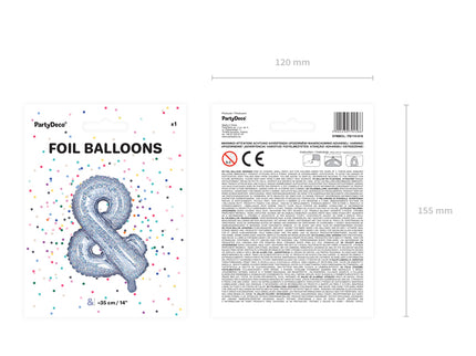 Folinis balionas ženklas "&", 35 cm, holografinės spalvos