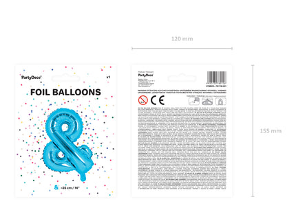 Folinis balionas ženklas "&", 35 cm, mėlynos spalvos